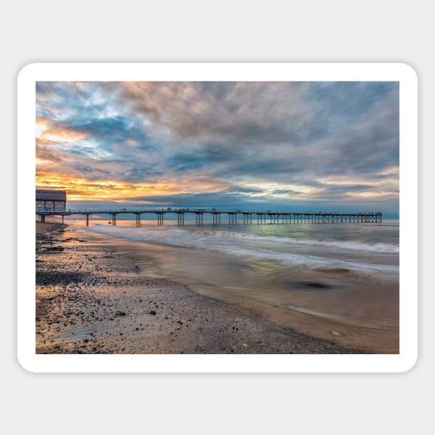 Saltburn Pier Sunset Sticker by Reg-K-Atkinson